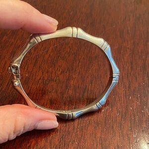 Stylish Silver Bamboo-Inspired Bracelet